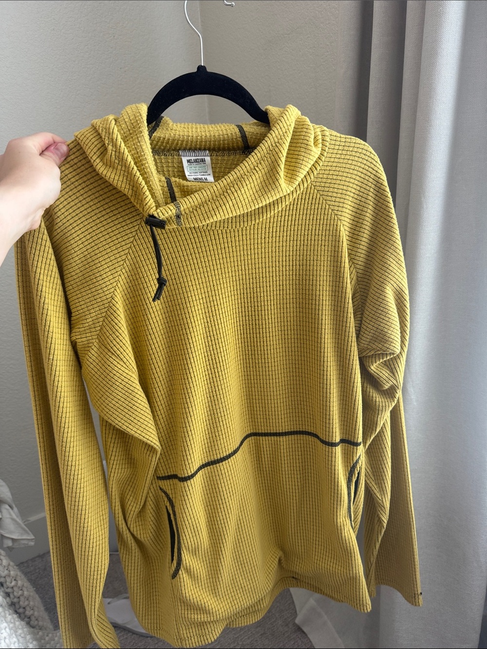 Melanzana Mustard Yellow Waffle Hoodie